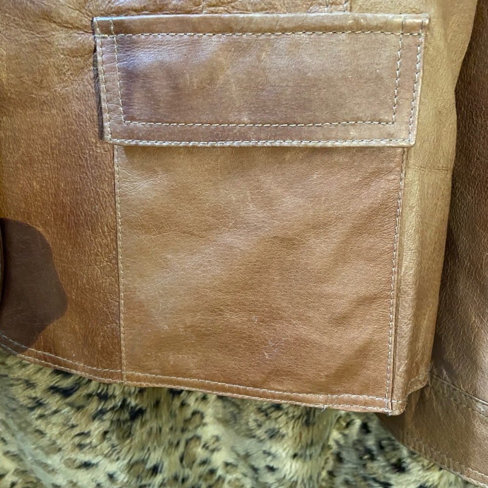 liz & co. Women's Tan Leather Button-Front Jacket - Picture 5 of 11
